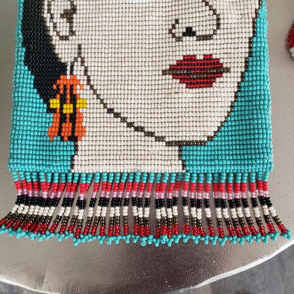 Amazing Frida Kahlo Portrait Beaded Bag Artisan Made in Guatemala NWOT - Picture 15 of 16